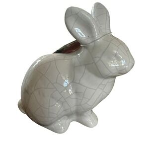 Spring Gatherings Bunny Figurine Unisex OS White Brand New Crackle Glaze Ceramic